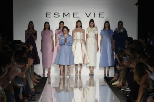 Designer Julia Voitenko takes a bow in front of her Esme Vie collection at Altaroma