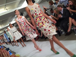 3 Oscar de la Rentas spring summer 2015 floral dresses captured by Suzy Menkes from the front row