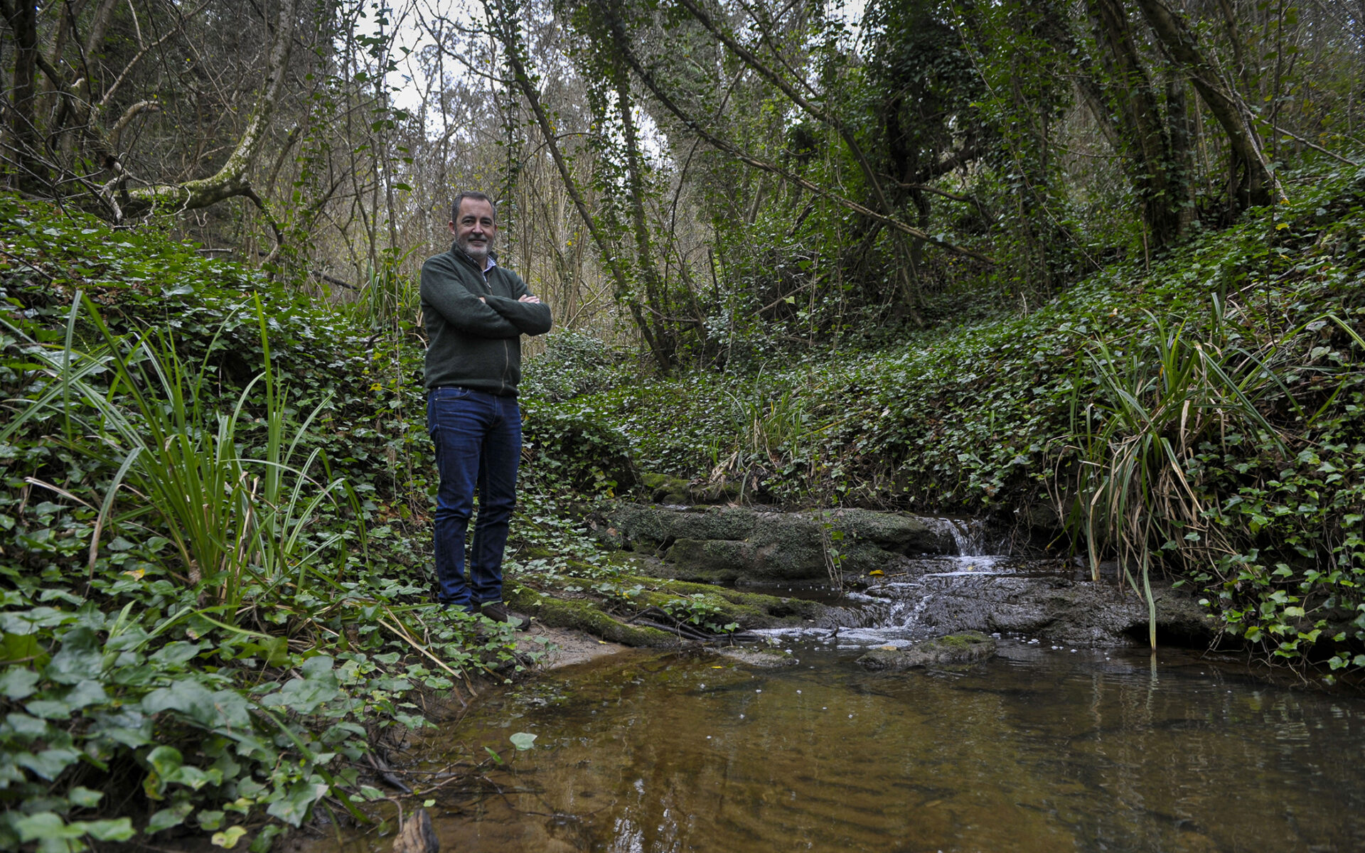 Pedro Serafim, the head of Biodiversity and Forest Certification at Altri Florestal in an area of riparian forest at Quinta do Furadouro, Óbidos