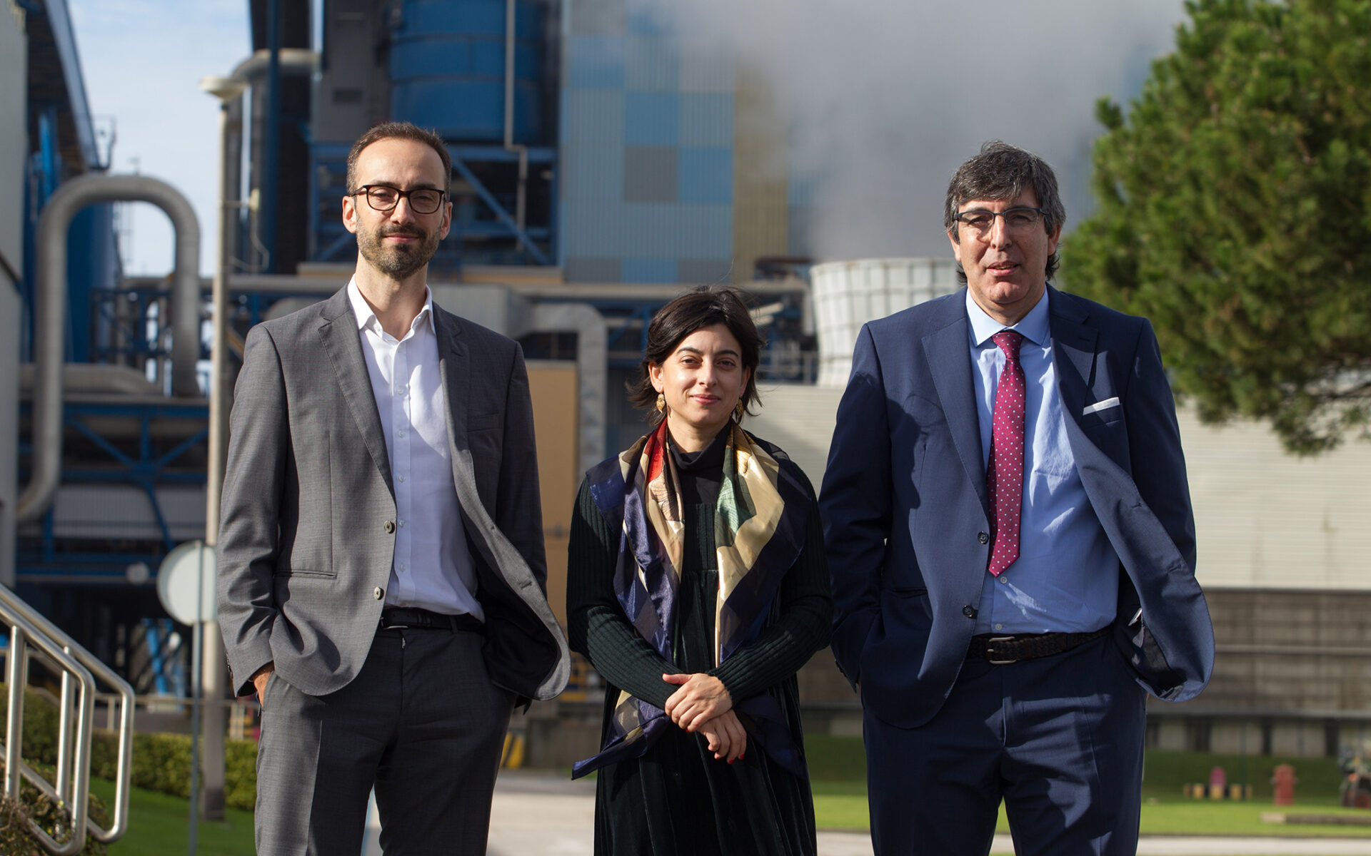 Gabriel Sousa, diretor de Inovação e Desenvolvimento Tecnológico da Altri com João Martins e Isabel Sêco, gestores de Inovação