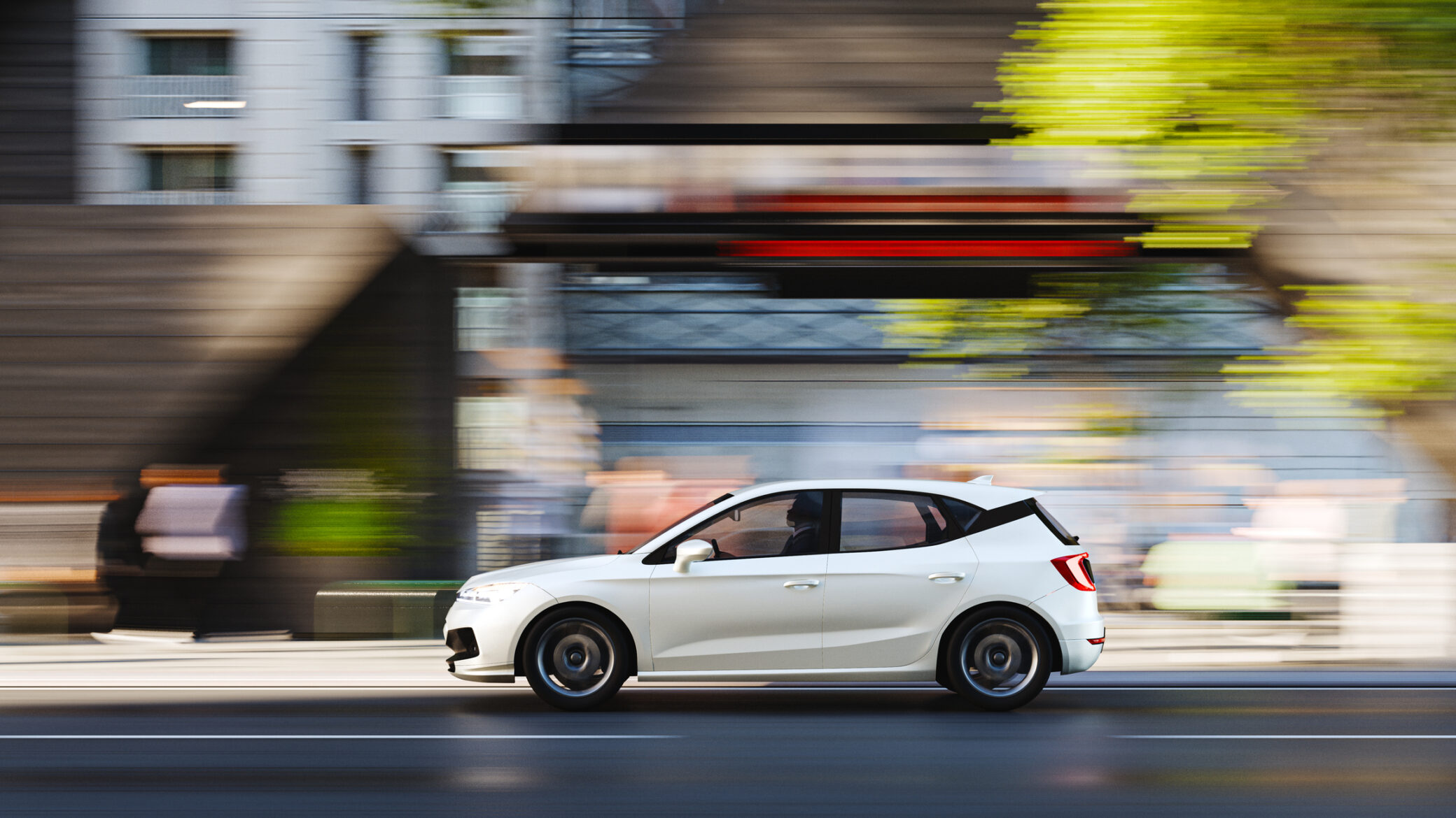 Carro em circulação numa cidade